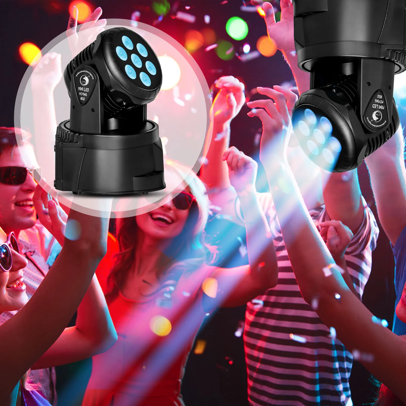 U`King Mini 7X10W DMX RGBW Moving Head Lights for DJ Disco Party