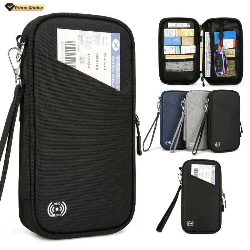 Multi Functional Rfid Blocking Passport Bag Outdoor Travel Credit Card ...