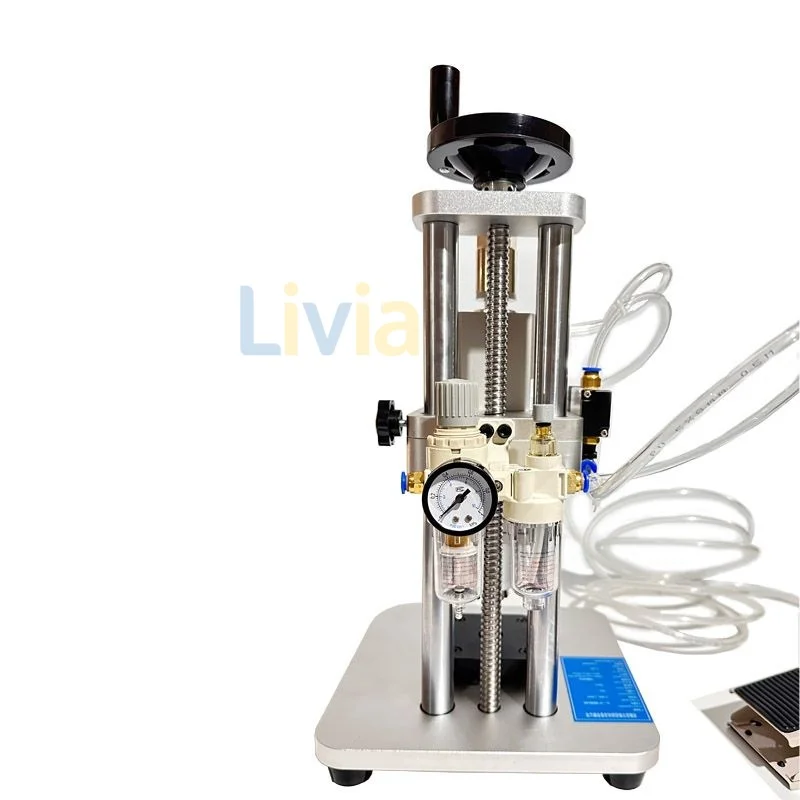 Desktop Semi-Auto Vial Sealing Machine Injection Glass Oral Liquid Bottle Ampoule Cap Locking Aluminium Plastic Cap Crimping