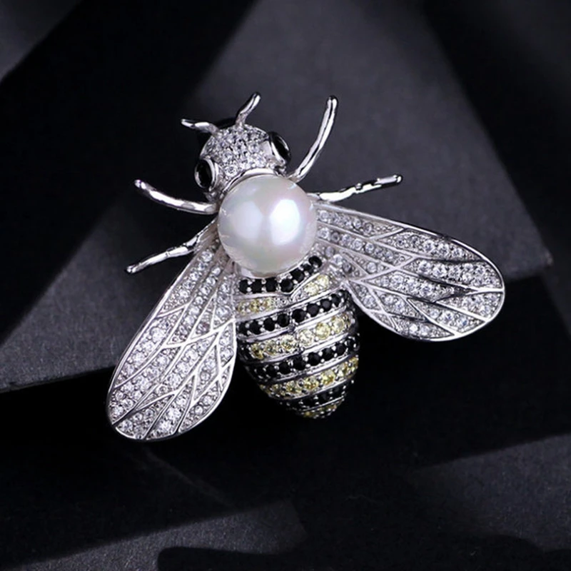 SOFEA Spilla Ape Smaltata Con Strass, Giallo Antico, 4,5 Cm, Lusso Vintage