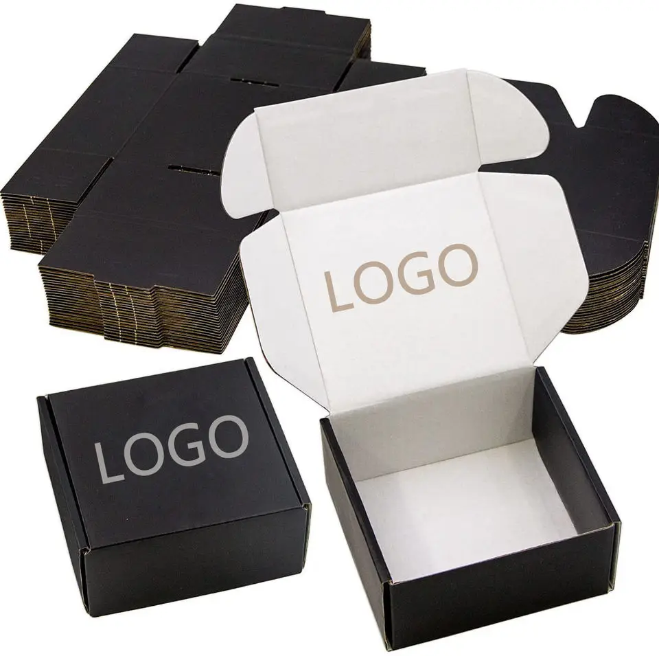 Wholesale Custom Printed Logo Mailers Folding Paper Box Black Shipping ...