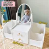 Double-drawer oval mirror with lace trim - Large size
