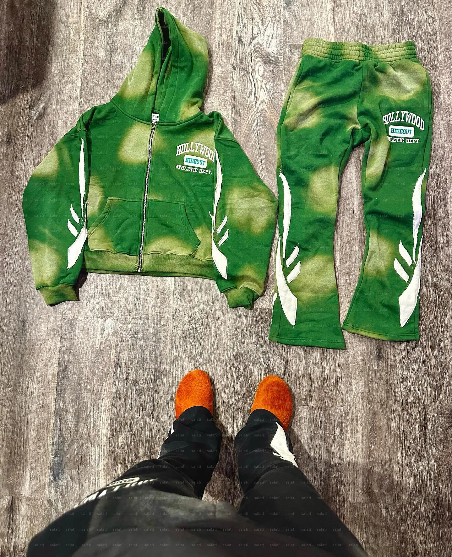 Custom Applique Patches Embroidery Jogger Tracksuit Acid Wash Sun Faded