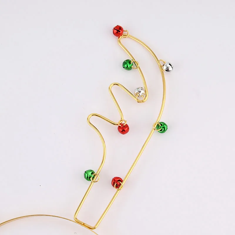 Металлические разноцветные колокольчики с оленем рогом рождественское кольцо для волос оверсайз колокольчики ободки рождественские аксессуары для волос