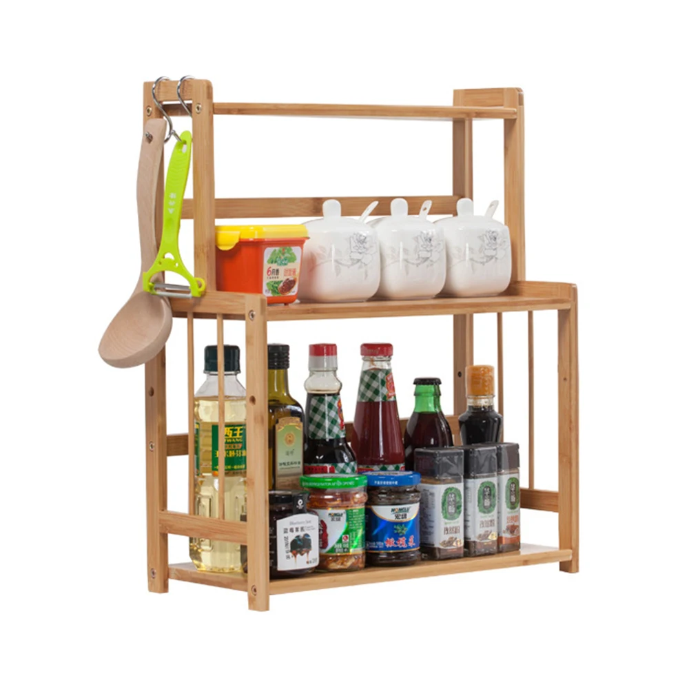 Adjustable 3 Tier Bamboo Spice Rack Organizer Natural | Honey-Can-Do