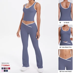 New Arrival Fashion Breathable Plus Size Lightweight High Stretchy Sports Bra Leggings 2 Piece Women Yoga Sets with Front Logo