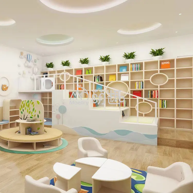 Moetry Modern Design Children's Library Solid Wood Bookshelves Reading ...