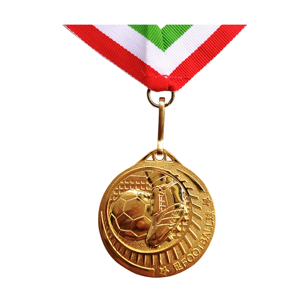 Custom Gold Plated Colorful Ribbon Foortball Sports Medal Taekwong Medal Cheerleading Classic Medals