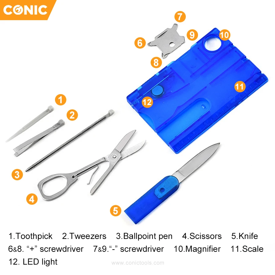 Wholesale 9 In 1 Multi Function Pocket Card Tools Outdoor Survival Camping Swiss Card Portable