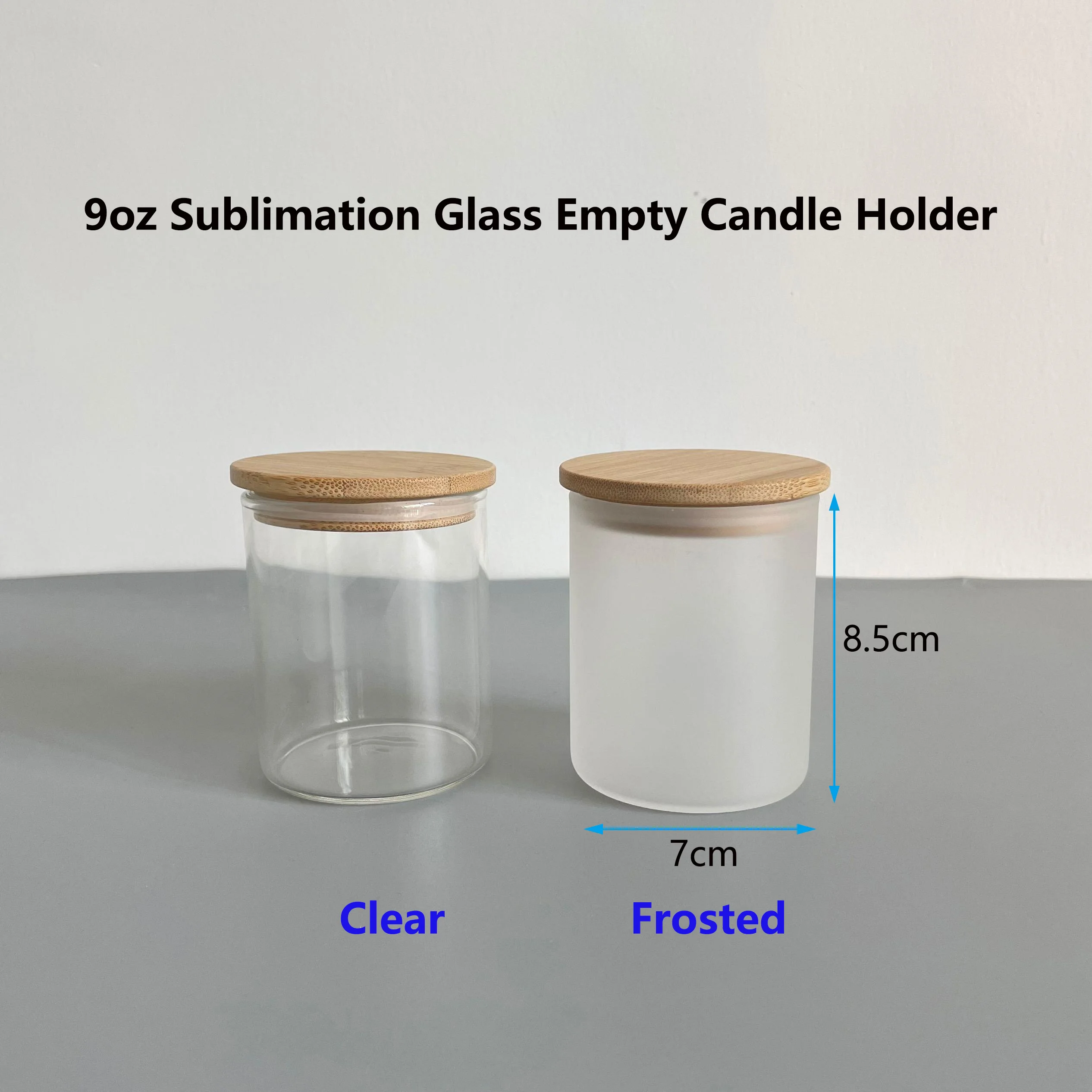 9 Oz Sublimation Candle Jar Bamboo lid FROSTED OR CLEAR