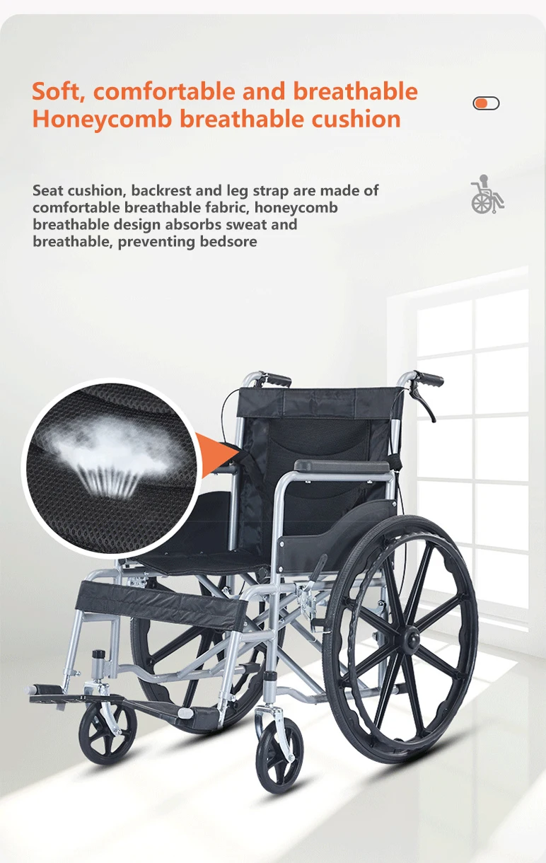 Handcycle Active Medical Used Manual Foldable Mobility Wheelchair for Elder and Disable With Umbrella Brakes Adults Fixed Armre