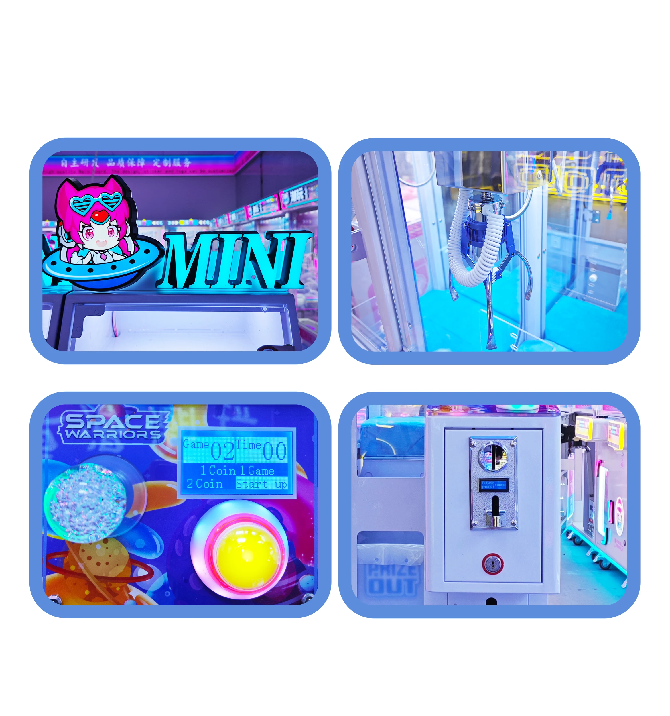 Amusement Coin Operated ODM/OEM Arcade Toy Claw Vending Machine Mini Claw Crane Machine With Top Locker Showcase