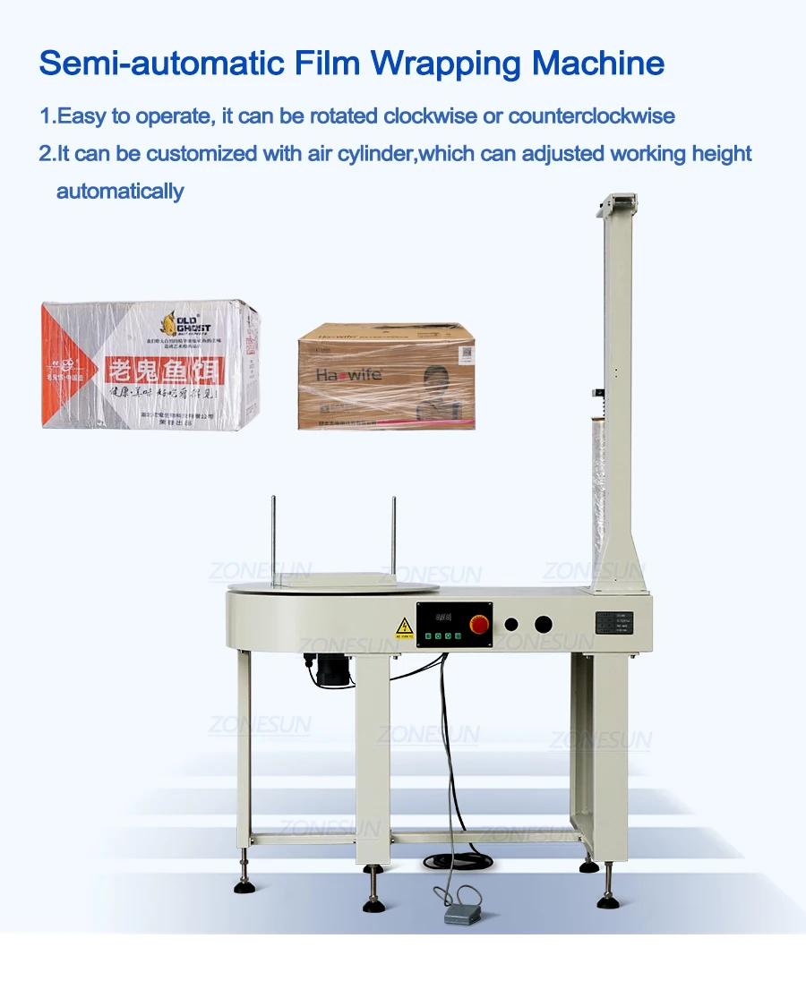 Zone Machine Films ZONESUN ZS-DBC800 Semi-Automatic Stretch Film Wrapping Machine