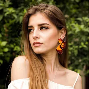 Fashionable Women's Stud Earrings Irregular Colorful Flower Design Alloy Natural Stone Exquisite Trendy Jewelry