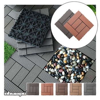 Outdoor Anti-UV Interlocking Wood Plastic Flooring Garden WPC Diy Deck Tile Composite Decking Tile