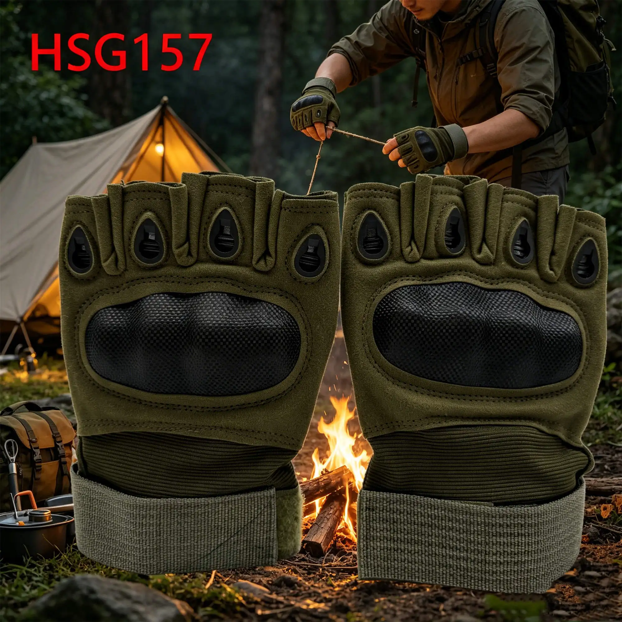 ZYF,Finger Joint Protection Green/coyote Color Tactical Gear Gloves Mountain Hiking Precision Feel Combat Training Gloves HSG157