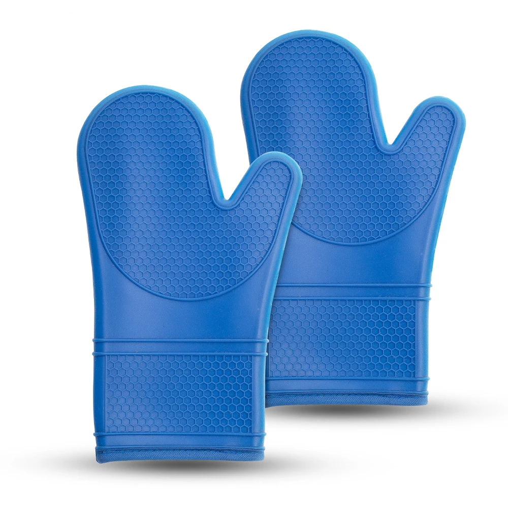 Heat Resistant Silicone Oven Mitts Set Soft Quilted Lining Extra Long Waterproof Flexible Gloves for Cooking and BBQ Kitchen factory