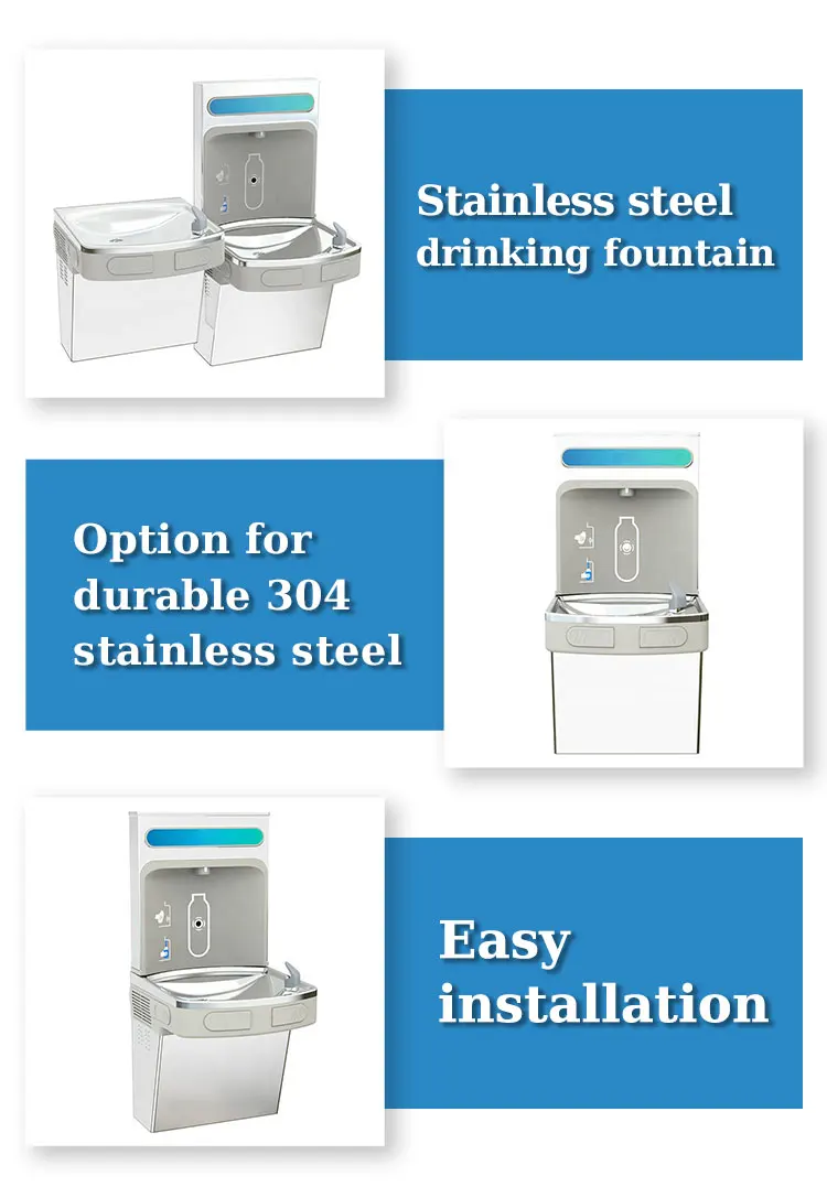 Public Outdoor Stainless Steel Wall Mounted Ada Drinking Water Fountain