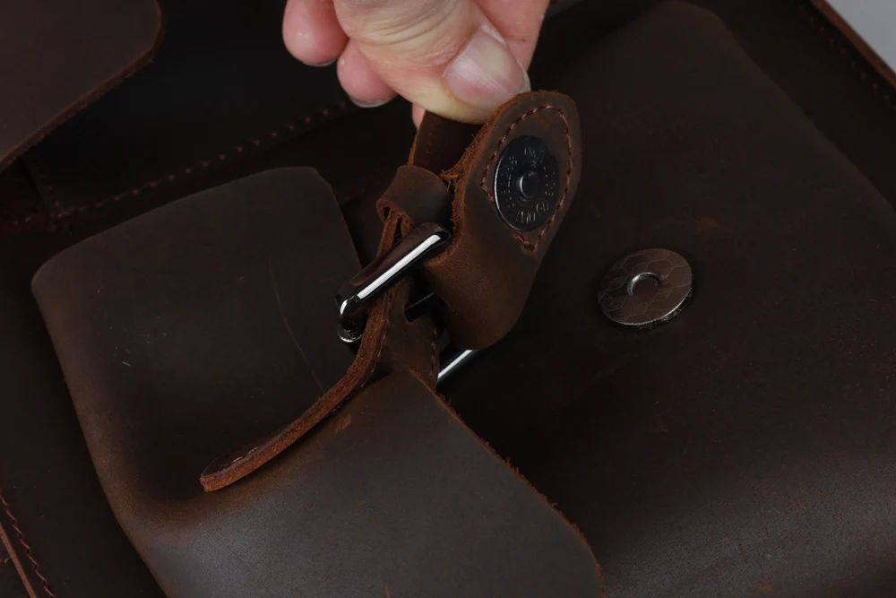 TIIDNG Custom Vintage Laptop Bag Crazy Horse Leather Laptop Crossbody Computer Briefcase Bag