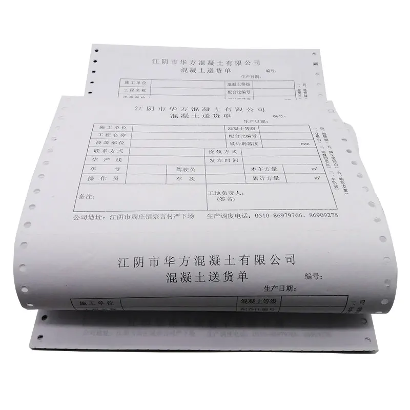 Custom made multiple color NCR receipt carbonless paper computer form