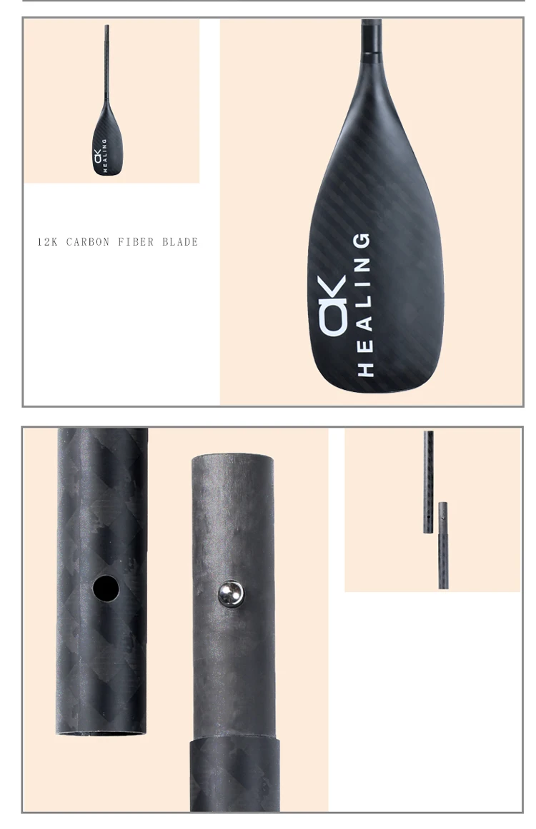 12K Carbon Fiber Fiberglass Shaft SUP Paddle Board Accessory Inflatable Stand Up Paddle Surf Carbon Fiber Blade OEM LOGO