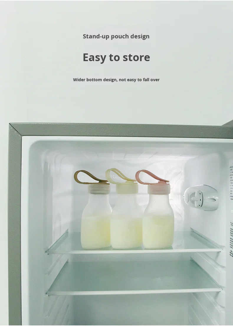 New Reusable Silicone Manual Breast Milk Storage Bags Double-Layer Sealed Leak-Proof BPA Free 240ml Upright with Handle manufacture