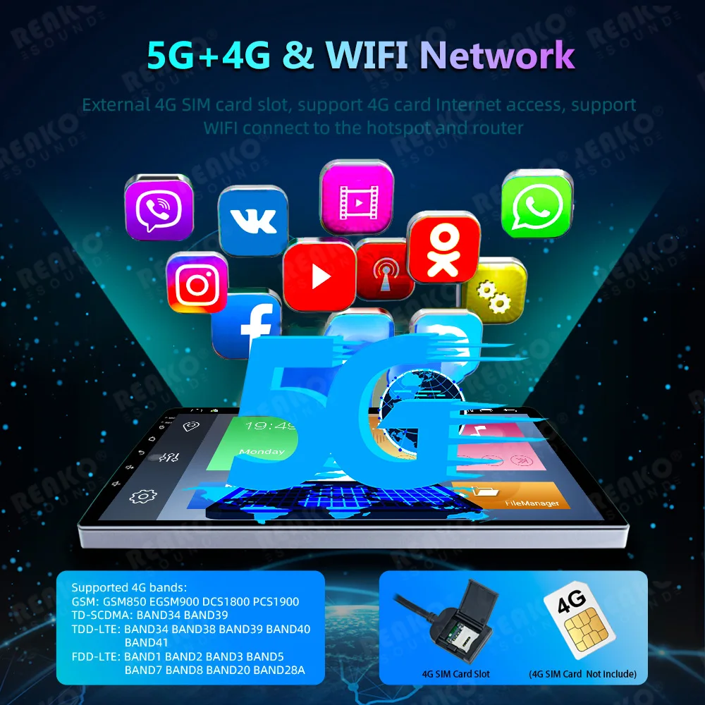 7862 9'' QLED Car Radio, 8 Core 4G Sim, Android 12, Built-In GPS ...