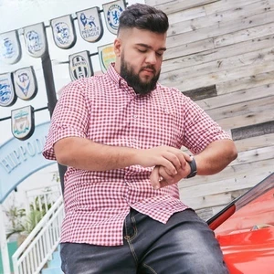 100% Cotton Red Plaid Shirt Oversize Short Sleeve Men's Loose Half Sleeve Summer Clothes for Men