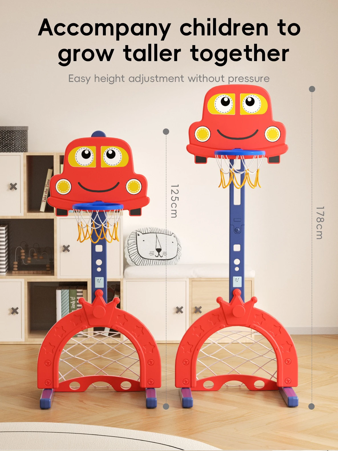 Feelkids Height Adjustable Plastic Toddler Indoor/Outdoor Basketball Hoop Portable Goal for Ages 8-13 Boys and Girls details