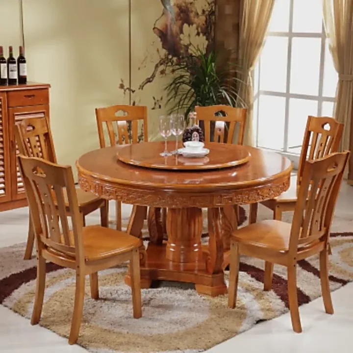 Modern Large Round Rotating Centre Dinning Table 6 8 Seater Natural
