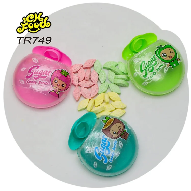 Wholesale New Fruit Flavor Leaf Shape Tablet Hard Candy Packing in Small Bottle Funny Toy Candy Sweets for Kids OEM Halal Sweets
