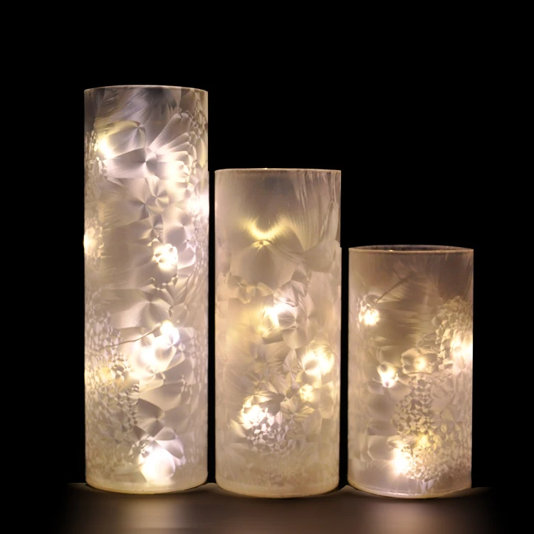 LED battery operated glass led light base table decorations Set of 3 for Christmas