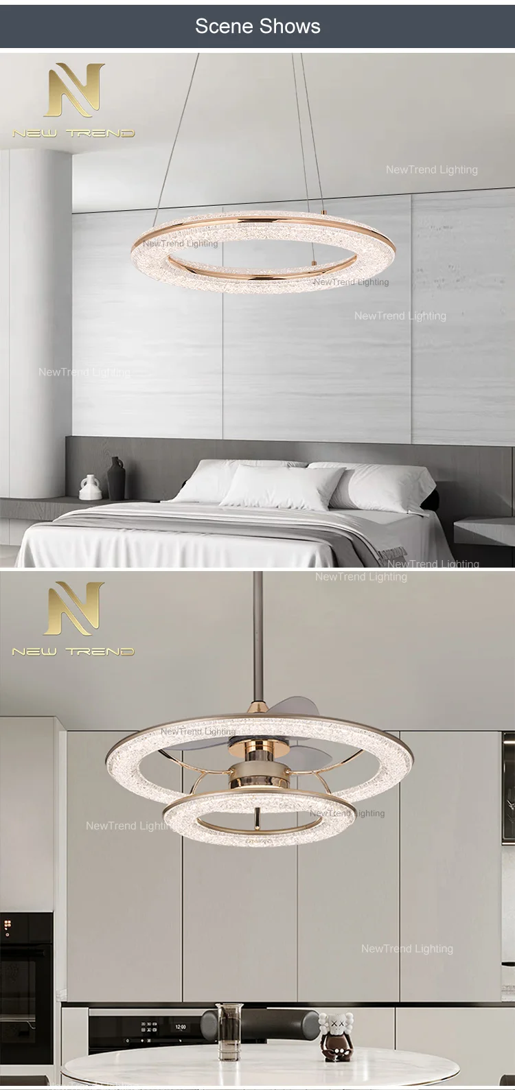 lc9880 indoor decoration round pendant light living dining room restaurant staircase home villa acrylic ceiling led ring chandelier-5