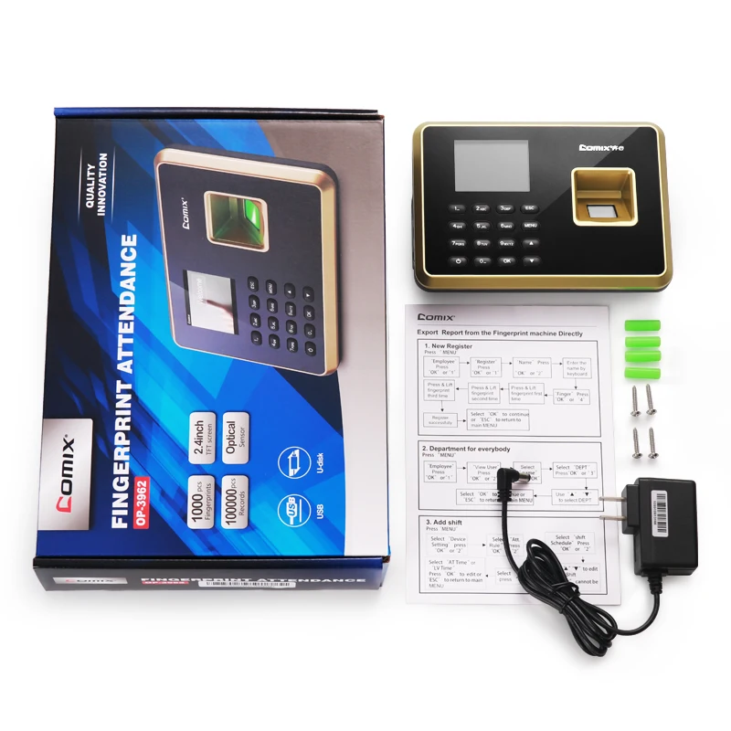Biometric and Finger Print Employee Recognition Temperature Scanner and Time Electronic Attendance Machine for Comix