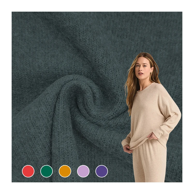 Custom Design Soft Knit Rib Fabric 53 Polyester 47 Cotton Material Fleece Fabric for Clothing