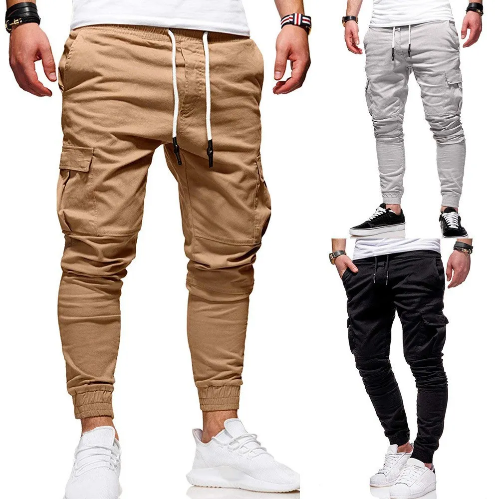 Wholesale Fall 6 Pocket Cargo Pants Fitness Sweatpants Men's Cargo ...