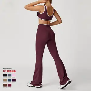 ODM logo Quick Dry Bra legging Butt Lift Daily Wear Gym Trendy Workout Suit Durable Ribbed Training Fitness Activewear Yoga Set
