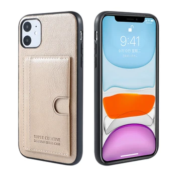 Factory Supply Leather Phone Case Waterproof Shockproof Wallet Case Original Color Kickstand Pocket Mobile  Case BLK