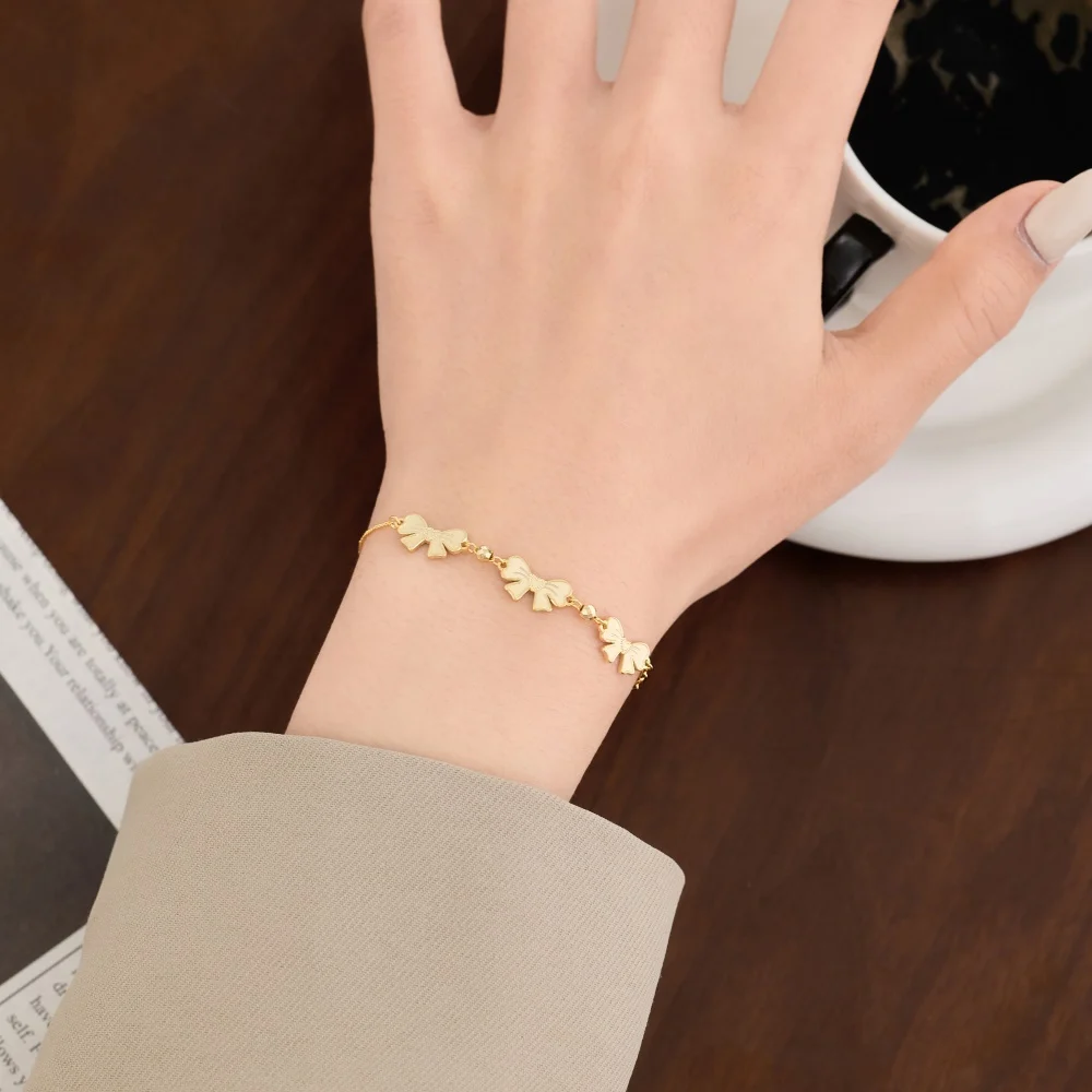 KAKODIY Cute Exquisite Design Exquisite Fashion 925 Sterling Silver Chain Link Shiny Bow Pendant Bracelet & Women's Bracelet detail 3