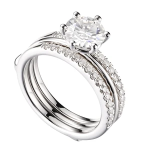 Custom 925 Sterling Silver  Fine Wedding Jewelry Rings 8 Carats Diamond White Mossanite Ring  Sets for Women Men Marriage