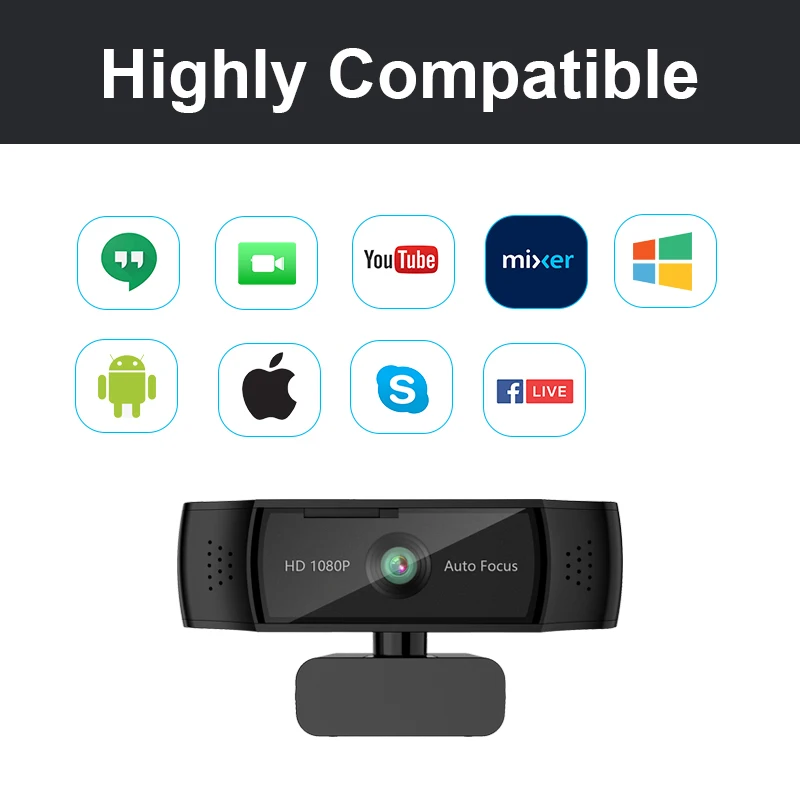 HD1080P Webcam Streaming Gaming Conference Android TV Box PC Camera with Two Mic Wide Angle C17