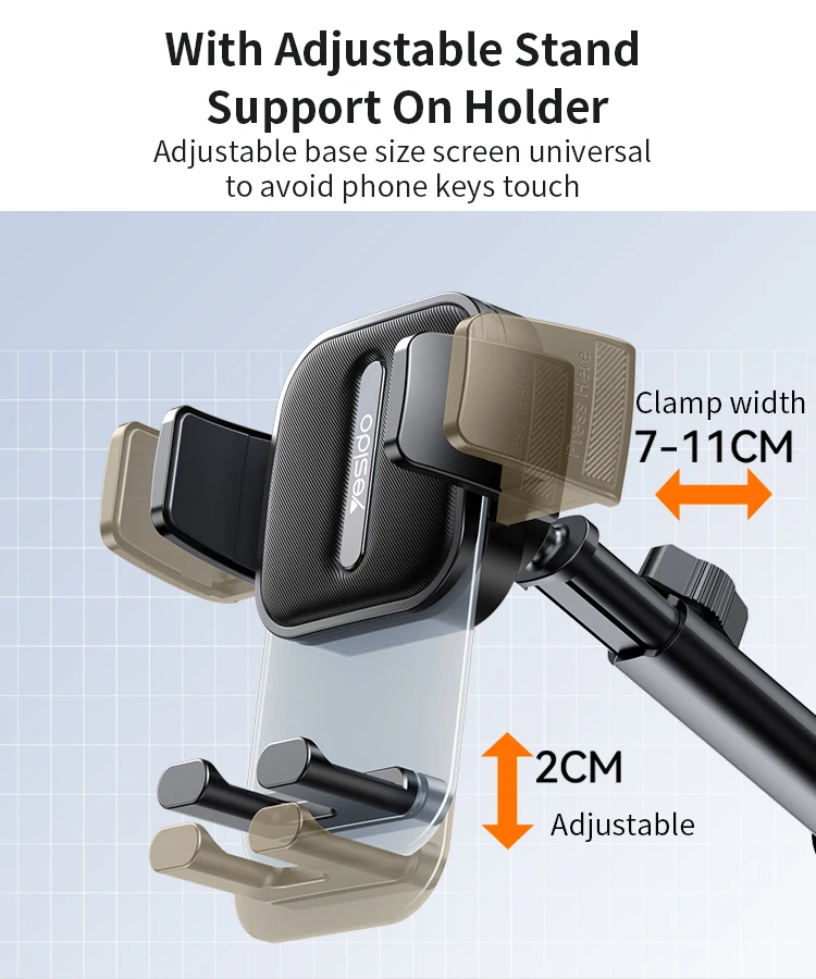 Yesido 360 Degree  Rotation Car Mount Retractable Car Phone Holder Telescopic Arm Suction Phone Holder