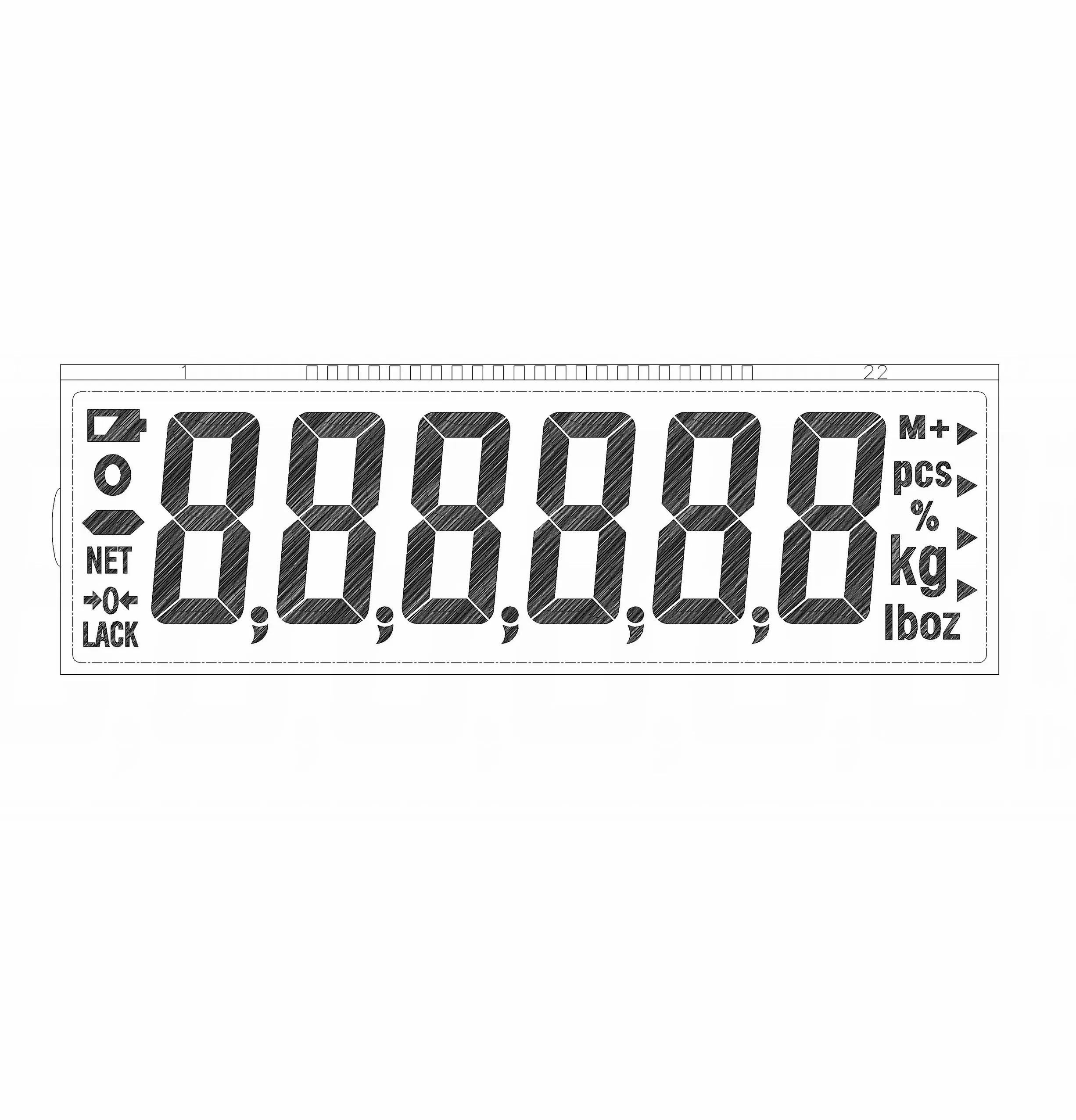 3 Days Lead Time Custom Size Lcd Display 7 6 5 4 Digit 7 Segment Display TN HTN STN VATN Lcd Scale Display