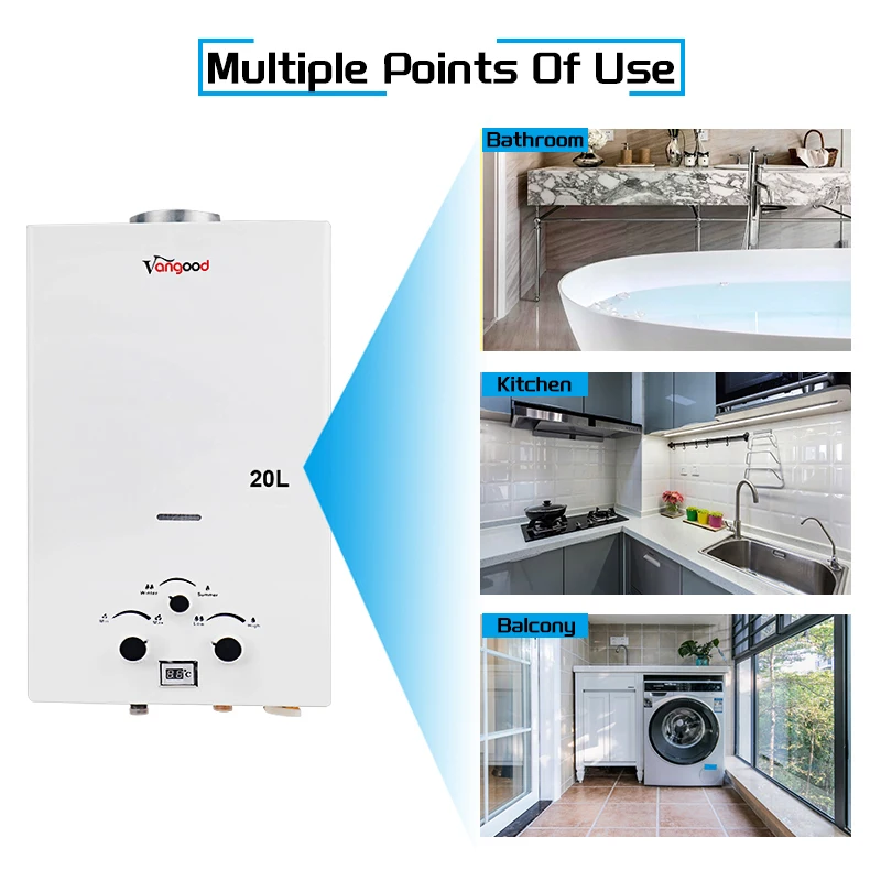 Gas Geyser 20l Shower Heaters Natural Tankelss Residential Gas Water