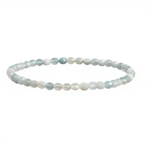Landorilo 4mm Stretch Bracelet Aquamarine Natural Stone Beads-Yoga Friendship Bracelet for Women Men Includes Replacement Beads