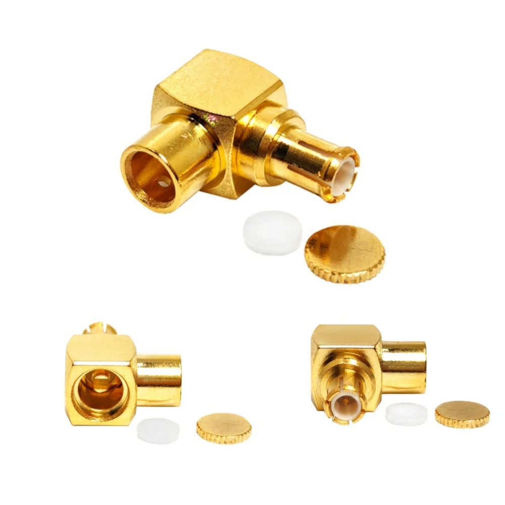50Ohm DC-3GHz Gold Plated MCX Male Right Angle Crimp Plug for RG402 RG141 RF Cable for Wire Connections