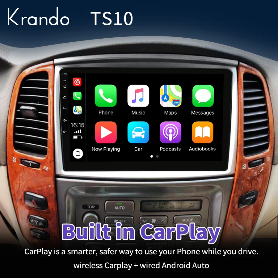 Krando 9" Car Multimedia for Toyota Land Cruiser LC100 Lexus LX470 2002 - 2007 Android Head Unit Wireless Carplay Android 14 5G