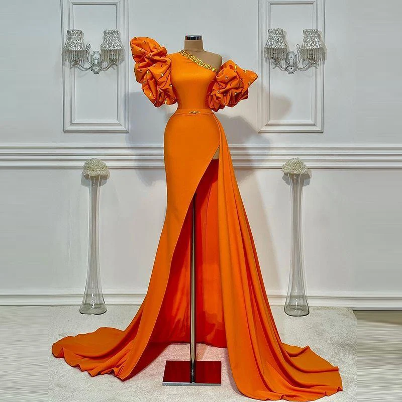 Robe chic orange imprimée - Robes de soirée