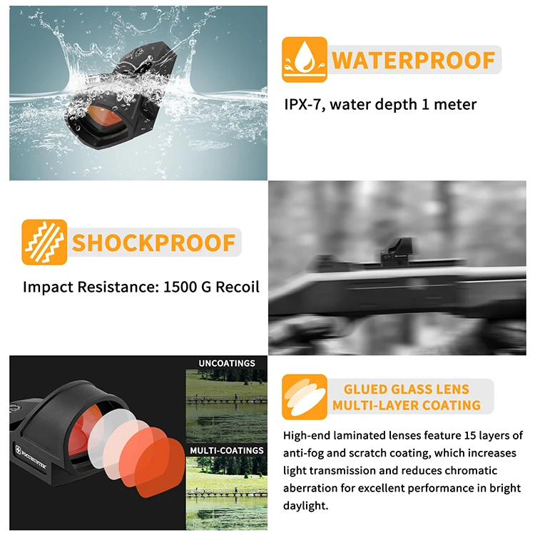 Focuhunter 1X19mm Mirino Tattico Punto Rosso Attivazione Automatica Ipx7 Ottiche Riflesso Impermeabili Fornori Di Caccia - Cina Vista DOT Rossa E Vista DOT Rossa All'ingrosso Prezzo