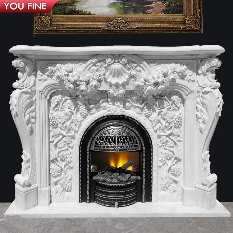 Indoor Classic Arched Marble Fireplace Surround